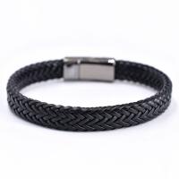 PU Leather Cord Bracelets with Zinc Alloy handmade Unisex 210mm Sold By PC