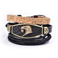 Leather Cord Bracelet with Zinc Alloy handmade Adjustable & braided bracelet & Unisex Sold By PC