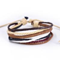 Bráisléad Cowhide, lámhdhéanta, bracelet braided & unisex, dathanna measctha, 170mm, Díolta De réir PC