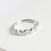 925 Sterling Silver Finger Rings, Heart, platinum plated, Adjustable & for woman, white, Sold By PC