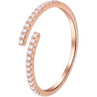Cubic Zirconia Micro Pave 925 Sterling Silver Rings, rose gold color plated, Adjustable & micro pave cubic zirconia & for woman, rose gold color, Sold By PC