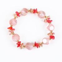 Crystal Bracelets Glass Beads with Crystal & Brass fashion jewelry & Unisex & faceted Length Approx 6.7-7.5 Inch Sold By PC