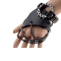 Gothic Bracelet Ring, Leather, with Tibetan Style, Donut, plated, punk style & Unisex & adjustable & different styles for choice, black, 40x30mm, US Ring Size:10, Length:Approx 7.2-8.5 Inch, Sold By PC