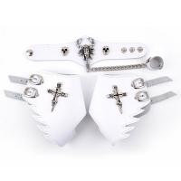 Gothic -Armband-Ring, Leder, mit Zinklegierung, Skorpion, plattiert, Punk-Stil & unisex & einstellbar & verschiedene Stile für Wahl, weiß, 125x100mm, Größe:10, Länge:ca. 6.7-7.8 ZollInch, verkauft von PC