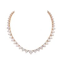 Cubic Zircon Micro Pave Brass Necklace plated micro pave cubic zirconia & for woman Length Approx 15 Inch Sold By PC