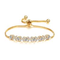 Cubic Zirconia Micro Pave Brass Bracelet, plated, Adjustable & micro pave cubic zirconia & for woman, more colors for choice, Length:Approx 10.23 Inch, Sold By PC