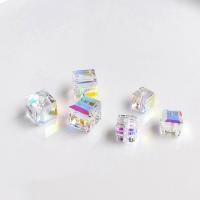 Abalorios de Cristal con Forma de Cubo, Cristal austriario, Cuadrado, Bricolaje & diverso tamaño para la opción, Blanco, Vendido por UD