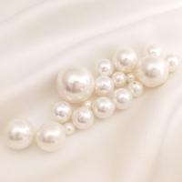 South Sea Shell Beads Shell Pearl Round gold color plated DIY & half-drilled white Sold By Pair