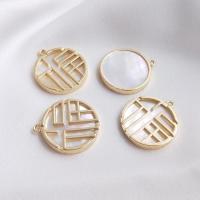 Shell Pendants, Flat Round, gold color plated, DIY & different styles for choice, Sold By PC