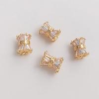 Entretoise de perles en laiton, zircon cubique, avec laiton, Plat rond, Placage de couleur d'or, DIY & pavé de micro zircon, 8x6.50mm, Vendu par PC