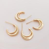 Brass Stud Earring gold color plated micro pave cubic zirconia & for woman Sold By PC