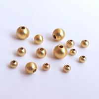 Brass Jewelry Beads Round 18K gold plated & DIY & matte Sold By Lot