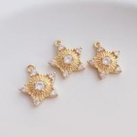 Cubic Zirconia Micro Pave Brass Pendant Star gold color plated DIY & micro pave cubic zirconia Sold By PC