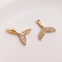 Cubic Zirconia Micro Pave Brass Pendant, Mermaid tail, gold color plated, DIY & different styles for choice & micro pave cubic zirconia, Sold By PC