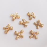Cubic Zirconia Micro Pave Brass Connector Bowknot gold color plated DIY & micro pave cubic zirconia Sold By PC