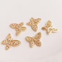 Cubic Zirconia Micro Pave Brass Pendant, Butterfly, gold color plated, DIY & micro pave cubic zirconia, 15mm, Sold By PC