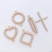 Messing smykker Connector, med Plastic Pearl, Havfrue hale, guldfarve belagt, du kan DIY & forskellige stilarter for valg, Solgt af PC