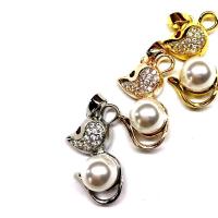 Cubic Zirconia Micro Pave Brass Pendant with Plastic Pearl Mouse plated micro pave cubic zirconia Sold By PC