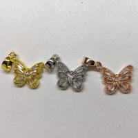 Цирконий Micro Pave латунь подвеска, Латунь, бабочка, Другое покрытие, инкрустированное микро кубического циркония, Много цветов для выбора, 10x10mm, продается PC
