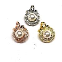 Cubic Zirconia Micro Pave Brass Pendant with Plastic Pearl plated micro pave cubic zirconia Sold By PC