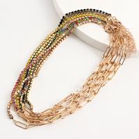 Zinklegierung Schmuck Halskette, mit Verlängerungskettchen von 5cm, goldfarben plattiert, Modeschmuck & für Frau & mit Strass, keine, Länge:42 cm, verkauft von PC