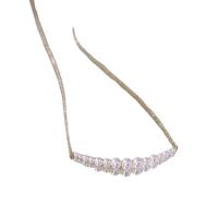 Freshwater Pearl Brass Chain Necklace, Pérolas de água doce, with cobre, Banhado a ouro 14K, Natural & joias de moda & para mulher, dourado, comprimento 40 cm, vendido por PC