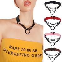 Mode Choker halsband, PU, med aluminium kedja & Zink Alloy, plated, mode smycken & Unisex, fler färger för val, 20mm, Längd 45 cm, Säljs av PC