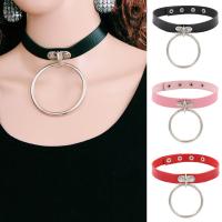 Fashion Choker Necklace, PU Leather, with 304 Stainless Steel Chain & Tibetan Style, polished, fashion jewelry & Unisex, more colors for choice, Length:42 cm, Sold By PC