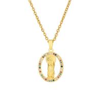 Cubic Zircon Micro Pave Brass Necklace with 304 Stainless Steel Chain 18K gold plated fashion jewelry & micro pave cubic zirconia & for woman Length 40 cm Sold By PC
