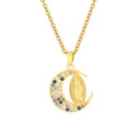 Cubic Zircon Micro Pave Brass Necklace with 304 Stainless Steel Chain 18K gold plated fashion jewelry & micro pave cubic zirconia & for woman Length 45 cm Sold By PC