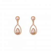 Tibetan Style Drop Earrings, with Plastic Pearl, Teardrop, gold color plated, fashion jewelry & high quality plated & different styles for choice & for woman, 34mm, Sold By Pair