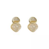 Zinc Alloy Stud Earring with Rhinestone gold color plated fashion jewelry & high quality plated & for woman 22mm Sold By Pair
