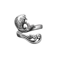 Zinc Alloy Cuff Finger Ring Fish silver color plated fashion jewelry & for woman silver color 20mm Sold By PC