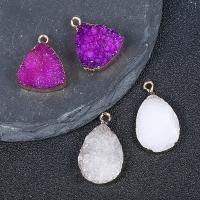 Ice Quartz Agate Pendant with Brass gold color plated druzy style & Unisex Sold By PC