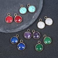 Gemstone Pendants Jewelry Natural Stone Round gold color plated & Unisex Sold By PC