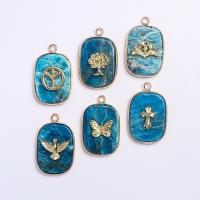 Gemstone Pendants Jewelry Apatites with Brass Rectangle gold color plated Unisex Sold By PC
