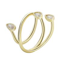 Cubic Zirconia Micro Pave Brass Ring Teardrop gold color plated Adjustable & micro pave cubic zirconia & for woman clear nickel lead & cadmium free 22mm Inner Approx 22mm Sold By PC