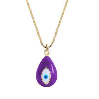 Evil Eye Jewelry Necklace Brass with 5cm extender chain Teardrop gold color plated for woman & enamel nickel lead & cadmium free Length Approx 45 cm Sold By PC