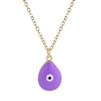 Evil Eye Jewelry Necklace Brass with 5cm extender chain Teardrop gold color plated for woman & enamel nickel lead & cadmium free Length Approx 45 cm Sold By PC