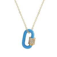 Cubic Zircon Micro Pave Brass Necklace, with 5cm extender chain, gold color plated, micro pave cubic zirconia & for woman & enamel, more colors for choice, nickel, lead & cadmium free, 12.50x19mm, Length:Approx 45 cm, Sold By PC