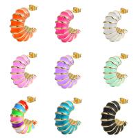 Brass Stud Earring, gold color plated, for woman & enamel, more colors for choice, nickel, lead & cadmium free, 9x23.50mm, Sold By Pair
