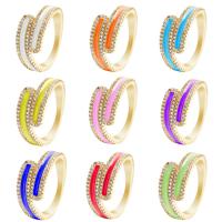 Cubic Zirconia Micro Pave Brass Ring, gold color plated, Adjustable & micro pave cubic zirconia & for woman & enamel, more colors for choice, nickel, lead & cadmium free, 10mm, Inner Diameter:Approx 21mm, Sold By PC