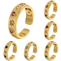 Cubic Zirconia Micro Pave Brass Ring, gold color plated, Adjustable & micro pave cubic zirconia & for woman, more colors for choice, nickel, lead & cadmium free, 5.50mm, Inner Diameter:Approx 24mm, Sold By PC