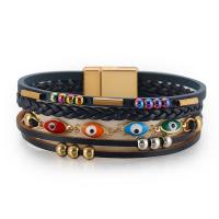 PU Leather Cord Bracelets with Zinc Alloy plated multilayer & with magnetic & for woman & enamel Length 7.44 Inch Sold By PC