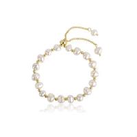 Bracelet en perles de culture d'eau douce, laiton, avec perle d'eau douce cultivée, avec 2.36inch chaînes de rallonge, Plaqué d'or 14K, bijoux de mode & pour femme, plus de couleurs à choisir, Vendu par Environ 10.47 pouce brin