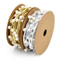 Polyester Bunte Bänder, mit Kunststoff Perlen, DIY, keine, 6mm,3mm, 3m/Spule, verkauft von Spule