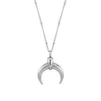 Stainless Steel Jewelry Necklace, 316L Stainless Steel, Moon, polished, fashion jewelry & Unisex, more colors for choice, 30.50x9.30mm, Length:Approx 17.72 Inch, Sold By PC