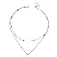 Multi Layer Necklace Zinc Alloy with 2.56inch extender chain Heart plated Double Layer & fashion jewelry & for woman nickel lead & cadmium free 6mm Sold Per Approx 12.6 Inch Approx 14.96 Inch Strand