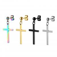 Stainless Steel Drop Earring 316 Stainless Steel Cross Vacuum Ion Plating fashion jewelry & Unisex Sold By PC