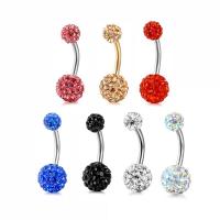Stainless Steel Belly Ring, 316 Stainless Steel, Vacuum Ion Plating, fashion jewelry & for woman & with rhinestone, more colors for choice, 1.60x10x5mm, Sold By PC